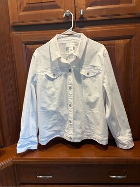 Alfred Dunner White Classic Collared Jean Jacket